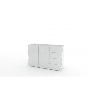 Armadietto ONDA 2 ante + 4 cassetti - bianco laccato lucido