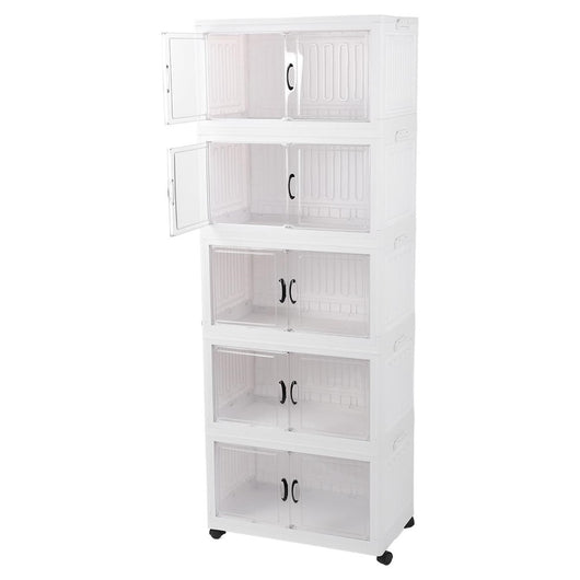Trade Shop - Armadietto Pieghevole In Plastica Con 4 Ruote Mobili Contenitori Organizzazione Casa Ufficio -
