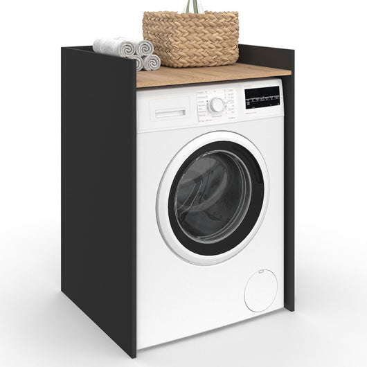 IDMarket - Armadietto WALLIS nero e faggio per lavatrice o asciugatrice