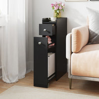 Armadietto da bagno stretto a 4 ripiani con cassetti estraibili, Armadietto da bagno armadio da bagno Nero-Armadietti da bagno