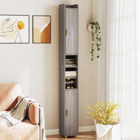 Armadietto da bagno stretto organizzatore stretto con 2 ante e ripiani regolabili-Mobiletto da bagno Armadietto da bagno alto Grigio