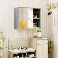 Mobile da parete per bagno con porta specchiata e ripiano regolabile, Armadio per medicina con specchio per soggiorno Grigio-Armadietti per gioielli