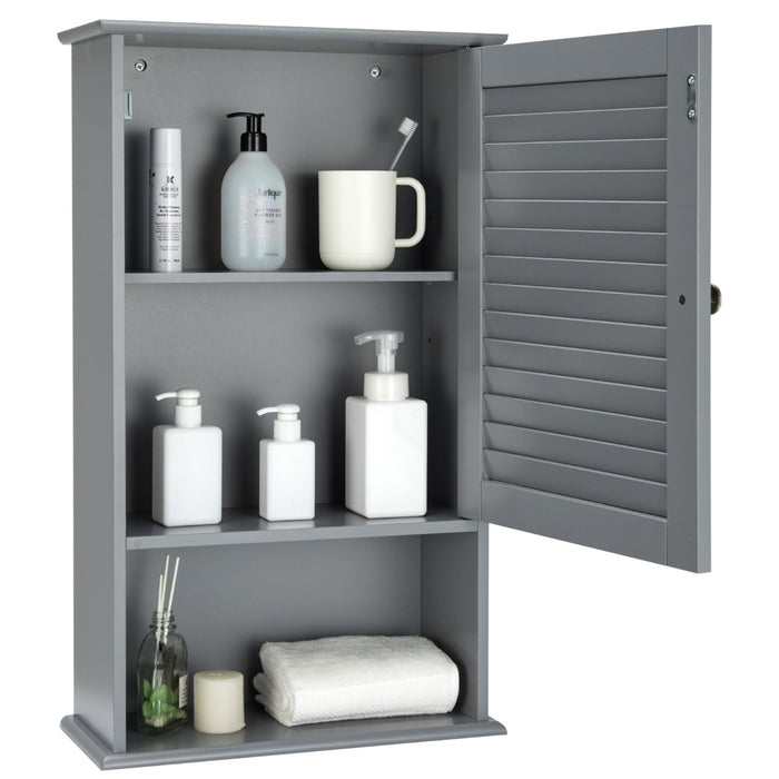 Armadietto da parete in legno da bagno con ripiani-Mobile da bagno sospeso 42x17x70cm Grigio