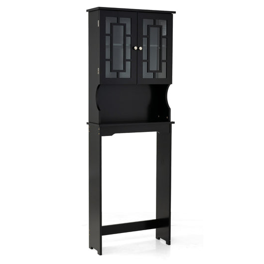 Mobile per lavatrice con 3 mensole e 2 ante per bagno-Mobiletto da bagno 60x21,5x170,5cm Nero