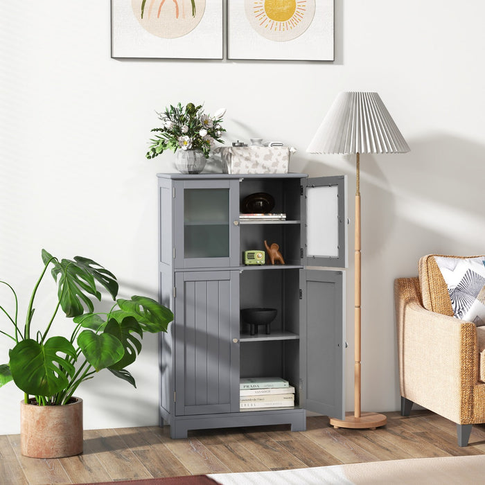 Armadietto del bagno con ante di vetro e mensole regolabili-Mobiletto da bagnoOrganizer multiuso per corridoio salone bagno Grigio