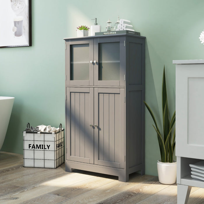 Armadietto del bagno con ante di vetro e mensole regolabili-Mobiletto da bagnoOrganizer multiuso per corridoio salone bagno Grigio