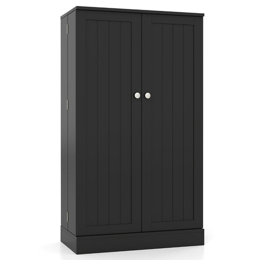 Armadietto dispensa alto 104 cm con ante e ripiani regolabili-Buffet Credenza autoportante per sala da pranzo e soggiorno Nero