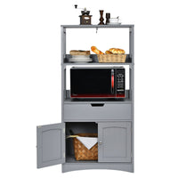 Armadietto in legno da cucina con cassetto e mensola, Armadio con 2 ante multiuso per cucina e soggiono Grigio-Credenze buffet