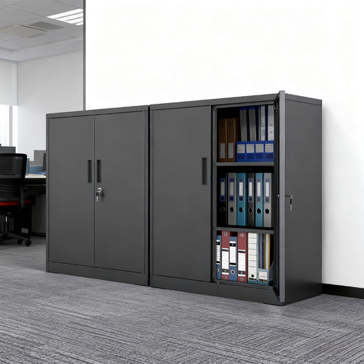 Armadietto in metallo con 2 ante con serratura per garage, Armadietto file e dispensa in acciaio per ufficio-Armadi da ufficio