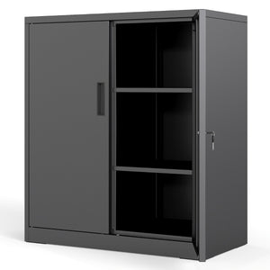Armadietto in metallo con 2 ante con serratura per garage, Armadietto file e dispensa in acciaio per ufficio-Armadi da ufficio