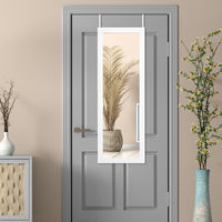 Armadietto portagioie con specchio a figura intera ganci e 3 ripiani, Porta gioielli da appendere a muro Bianco-Armadietti per gioielli