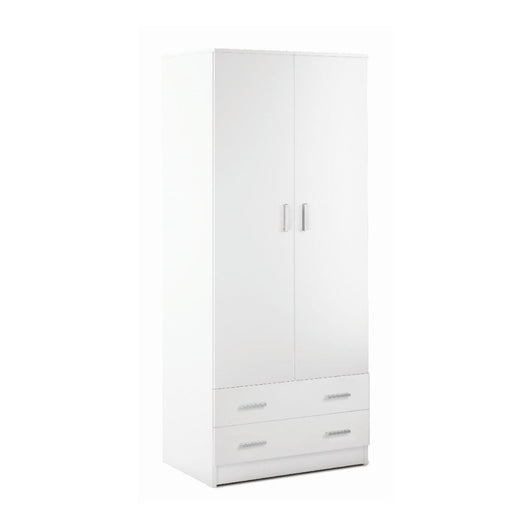 Armadio 2 Ante 2 Cassetti Kit Bianco Lisco cm 77x52x182h - Sarmog