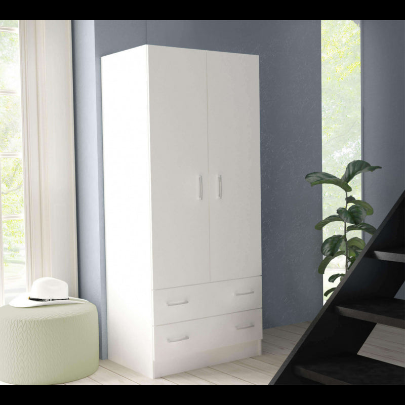 ARMADIO 2 ANTE E DUE CASSETTI POP BIANCO