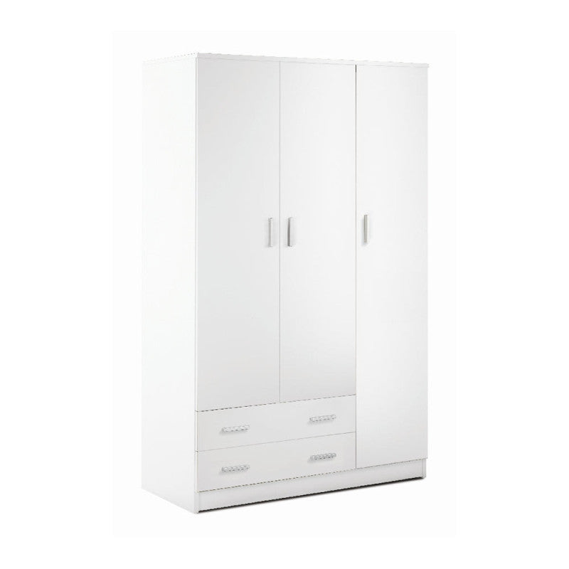 Armadio 3 Ante 2 Cassetti Kit Bianco Lisco cm 115x52x182h - Sarmog