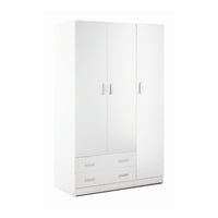 Armadio 3 Ante 2 Cassetti Kit Bianco Lisco cm 115x52x182h - Sarmog