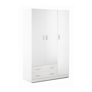 Armadio 3 Ante 2 Cassetti Kit Bianco Lisco cm 115x52x182h - Sarmog