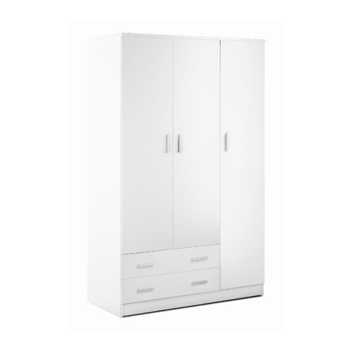 Armadio 3 Ante 2 Cassetti Kit Bianco Lisco cm 115x52x182h - Sarmog