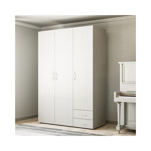 Armadio 3 ante e 2 cassetti Seba3 120x51,6x177h colore bianco