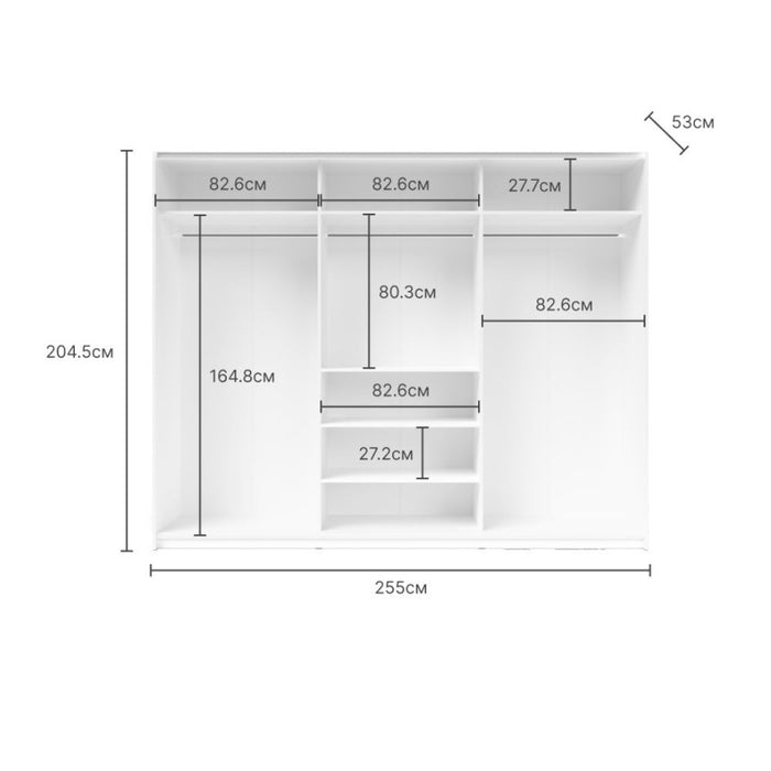 Armadio 3 ante scorrevoli rovere con specchio Zegna 255x53x205H