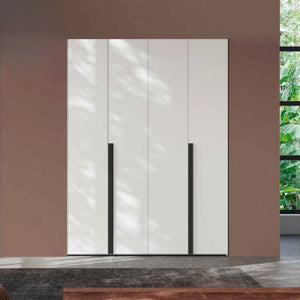 Armadio 4 ante battenti bianco portland e maniglie nero opaco Coco 185x60,3x250h