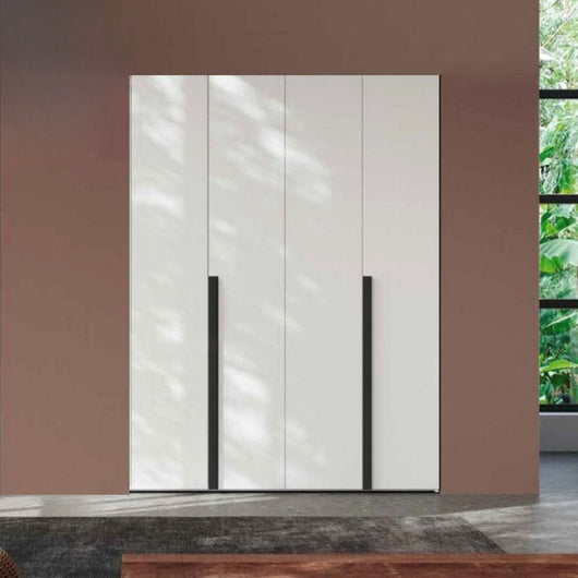 Armadio 4 ante battenti bianco portland e maniglie nero opaco Coco 185x60,3x250h