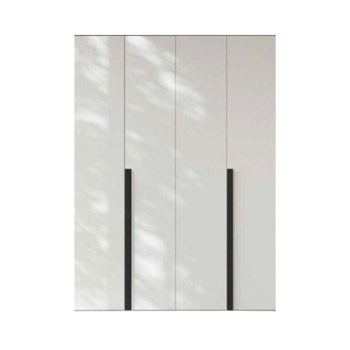 Armadio 4 ante battenti bianco portland e maniglie nero opaco Coco 185x60,3x250h
