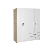 Armadio 4 ante e 2 cassetti 120x170x40 TPGR422023 colore bianco e rovere