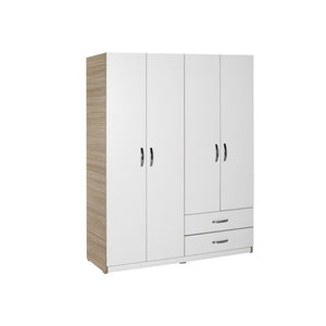 Armadio 4 ante e 2 cassetti 120x170x40 TPGR422023 colore bianco e rovere