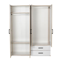 Armadio 4 ante e 2 cassetti 120x170x40 TPGR422023 colore bianco e rovere