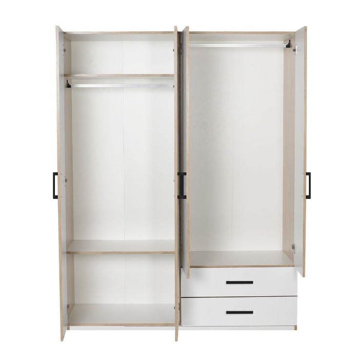 Armadio 4 ante e 2 cassetti 120x170x40 TPGR422023 colore bianco e rovere