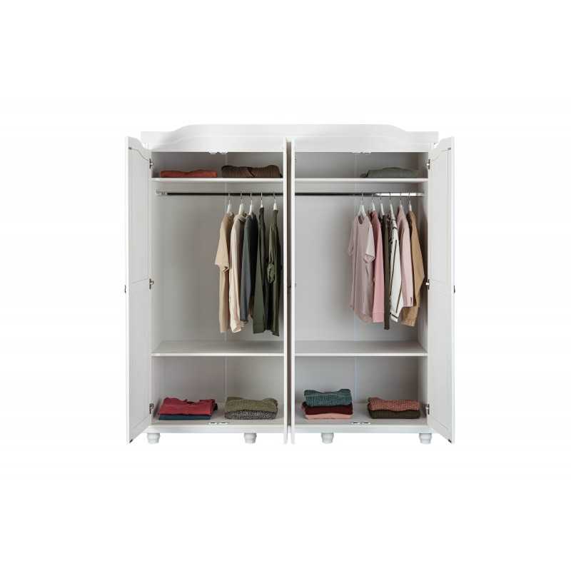 Armadio 4 ante Inter Link in pino massello vernicato bianco