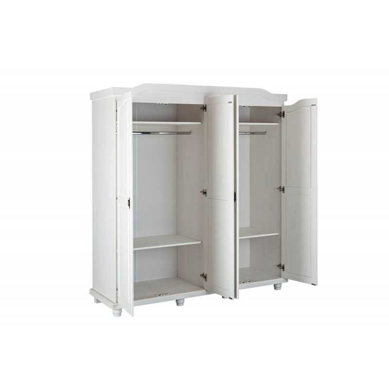 Armadio 4 ante Inter Link in pino massello vernicato bianco