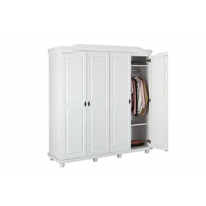 Armadio 4 ante Inter Link in pino massello vernicato bianco