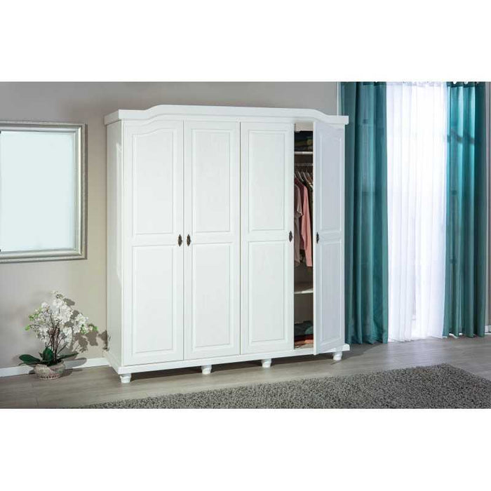 Armadio 4 ante Inter Link in pino massello vernicato bianco