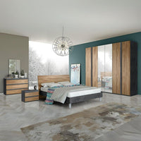 Armadio 6 ante noce con ante centrali a specchio noce dark Borghese