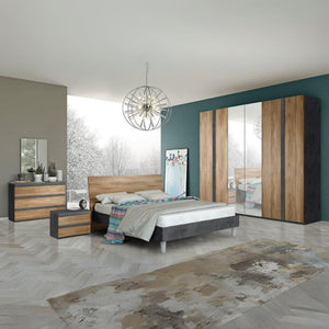 Armadio 6 ante noce con ante centrali a specchio noce dark Borghese