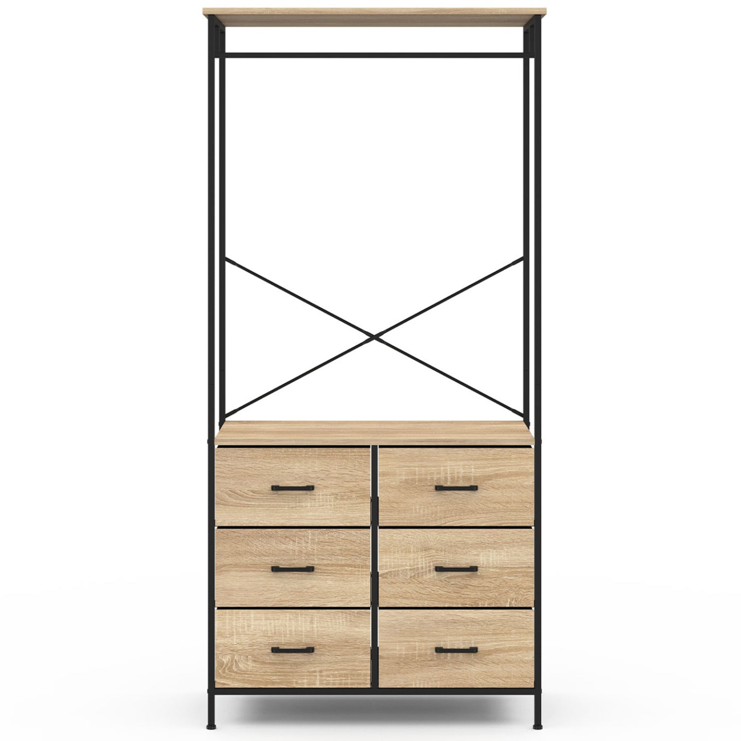 IDMarket - Armadio 80 cm UTAH con 6 cassetti in legno e tessuto nero