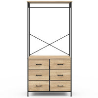 IDMarket - Armadio 80 cm UTAH con 6 cassetti in legno e tessuto nero