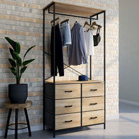 IDMarket - Armadio 80 cm UTAH con 6 cassetti in legno e tessuto nero