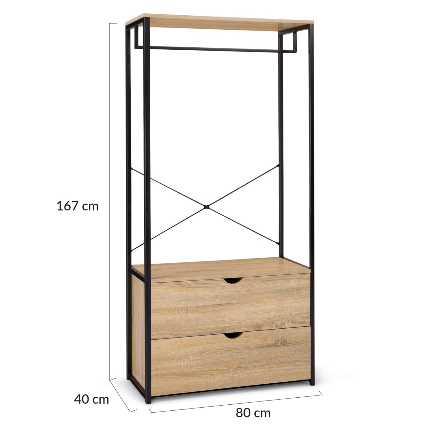 IDMarket - Armadio a 2 cassetti L. 80 cm DETROIT design industriale