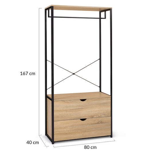 IDMarket - Armadio a 2 cassetti L. 80 cm DETROIT design industriale
