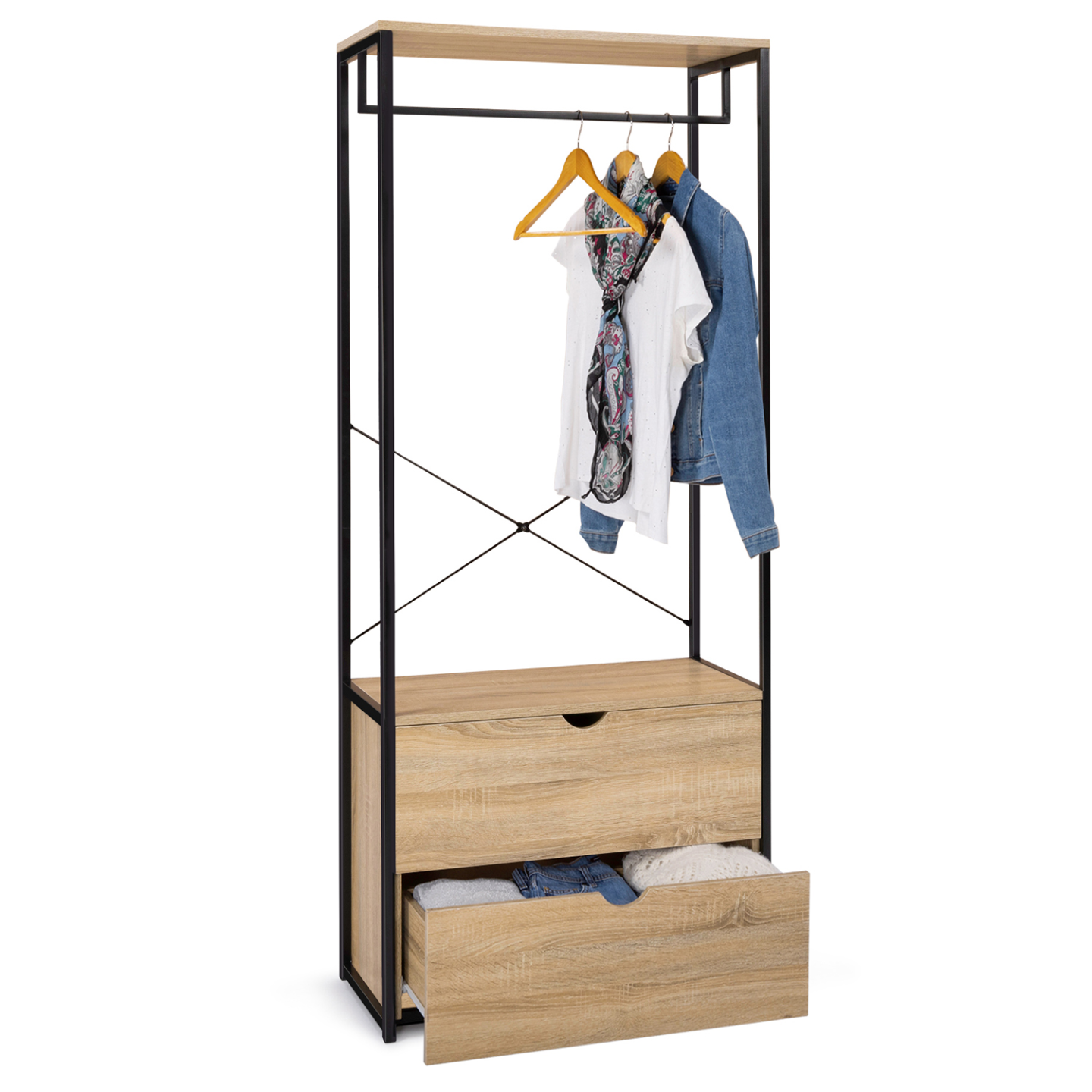 IDMarket - Armadio a 2 cassetti L. 80 cm DETROIT design industriale