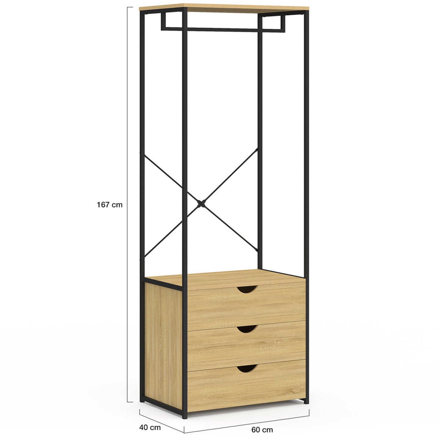 IDMarket - Armadio a 3 cassetti L.60 cm DETROIT design industriale