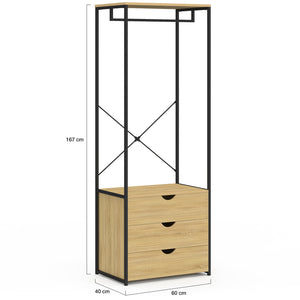 IDMarket - Armadio a 3 cassetti L.60 cm DETROIT design industriale