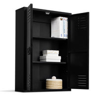 IDMarket - Armadio a muro a 2 ante in metallo nero, design industriale ESTER