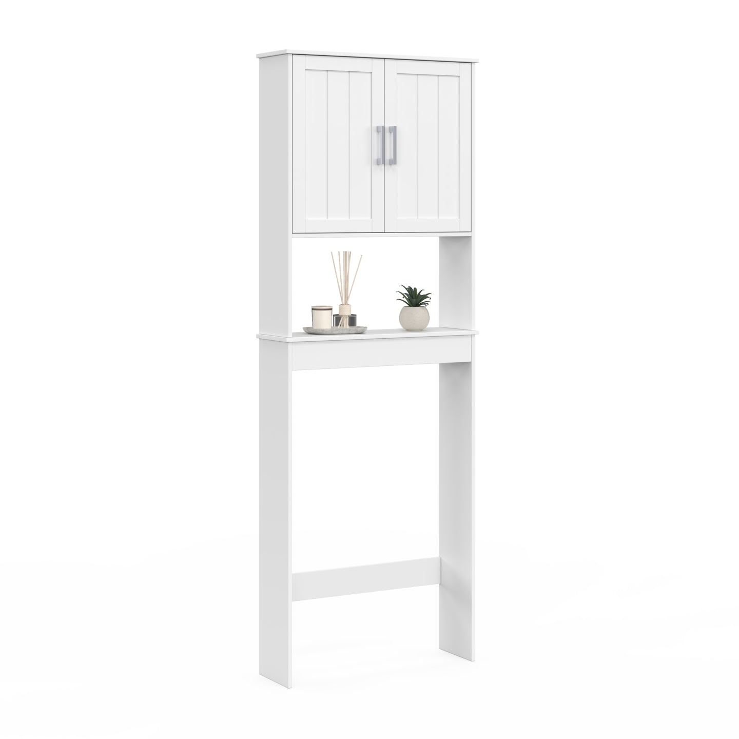 IDMarket - Armadio a scaffale WALDO sopra il WC in legno bianco