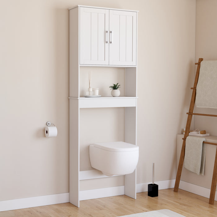 IDMarket - Armadio a scaffale WALDO sopra il WC in legno bianco