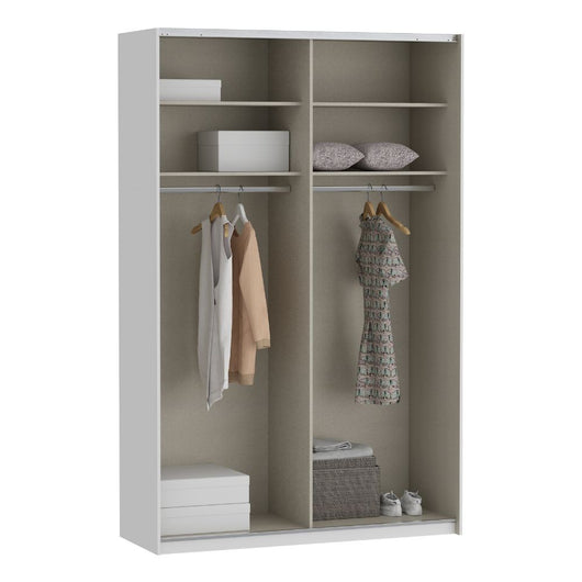 Armadio Afra bianco 150x61x235H con ante scorrevoli e specchio