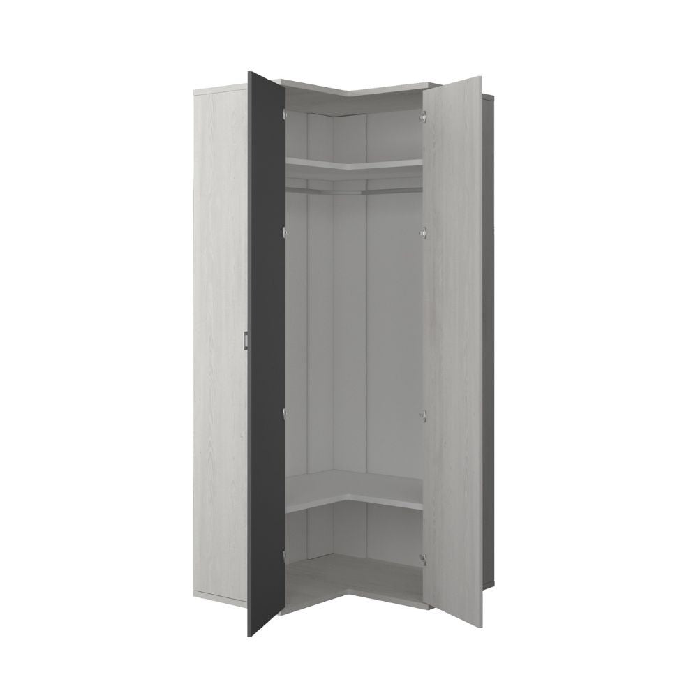 Armadio angolare 98x96x223h colore bianco consumato antracite