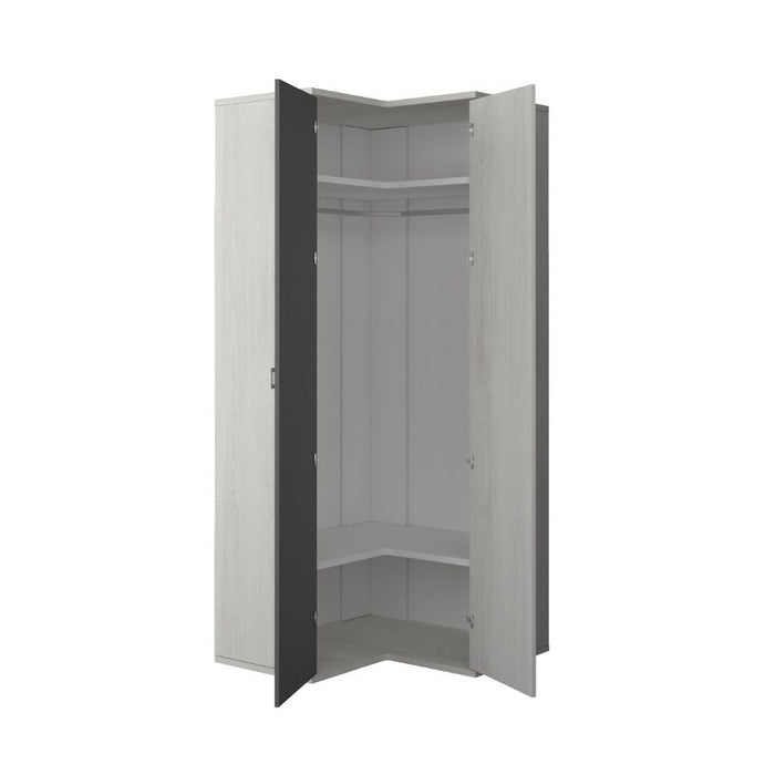 Armadio angolare 98x96x223h colore bianco consumato antracite